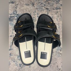Dolce Vita Black and Gold Buckle Sandals